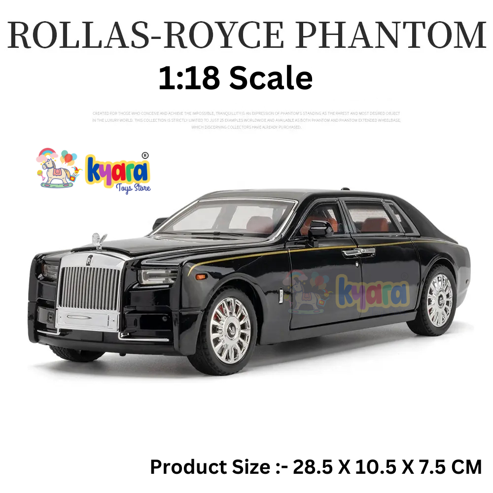 Rolls-royce Phantom Black-Silver Scale Model Diecast Metalcar - All Size