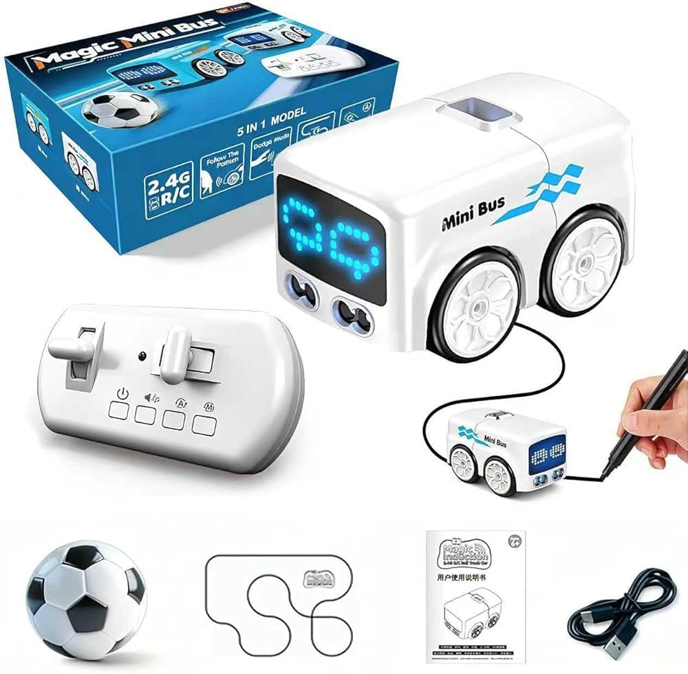 Magic Bus - Follow Line Car, Auto LED Expression Lights & 4 Play Modes