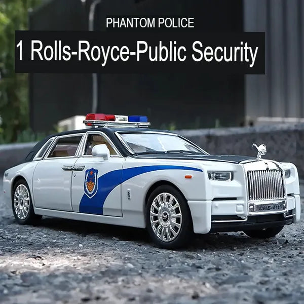 Rolls-royce Phantom Police Scale Model Diecast Metalcar - All Size