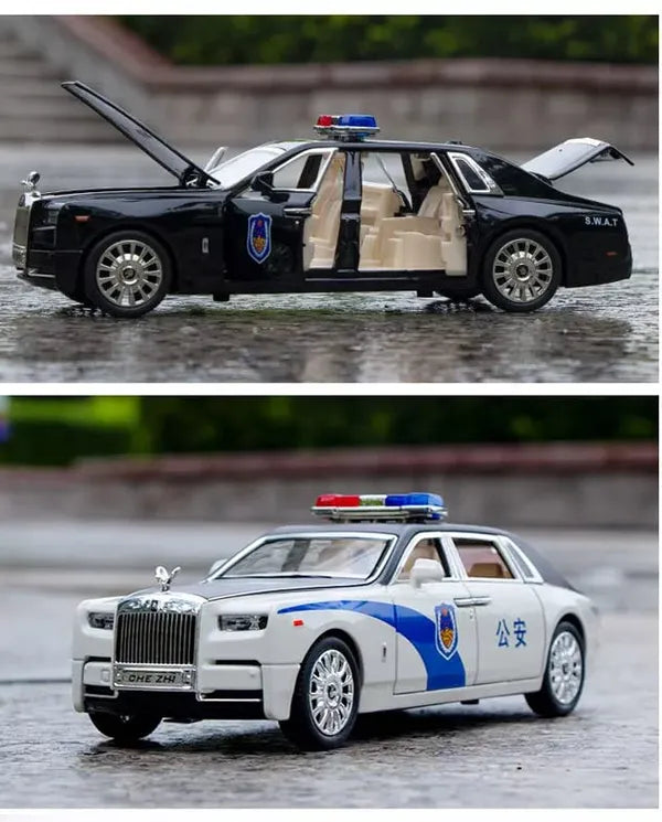 Rolls-royce Phantom Police Scale Model Diecast Metalcar - All Size