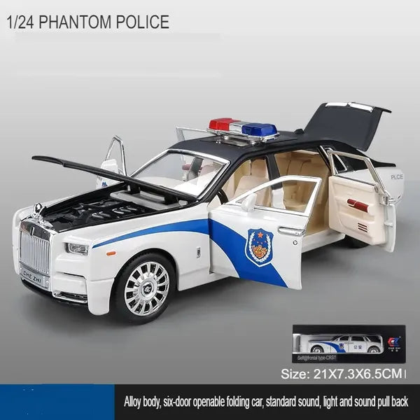 Rolls-royce Phantom Police Scale Model Diecast Metalcar - All Size