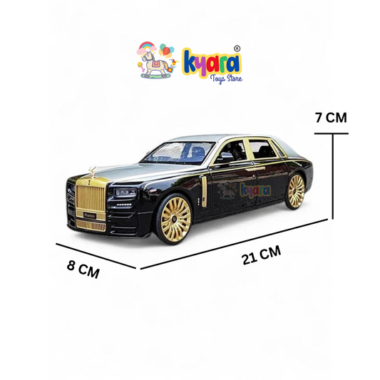 Rolls-royce Phantom Black-Silver Scale Model Diecast Metalcar - All Size