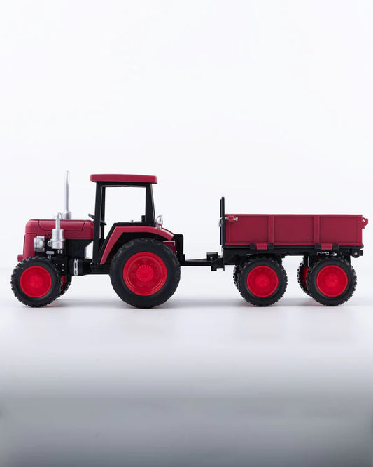 Classic Red Tractor with Trailer Diecast Model 1:24 Scale