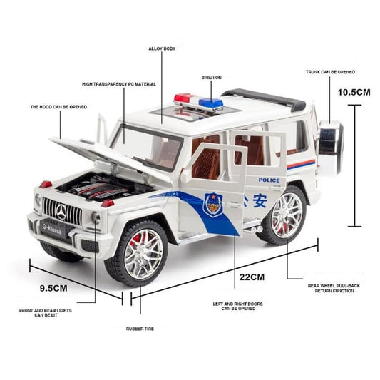 G Wagon Police Jeep Scale Model Diecast Metalcar - All Size