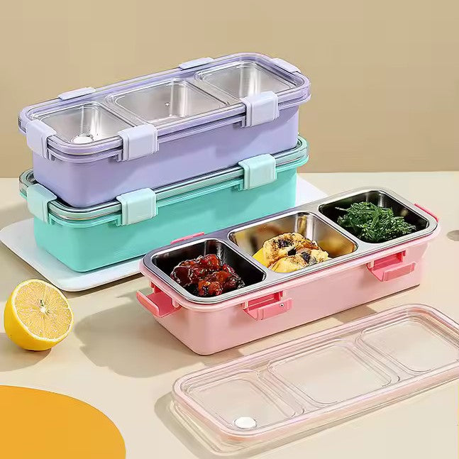 Steel Snack & Meal Box With 3 Compartments