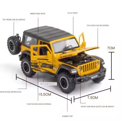 Wrangler Rubicon Thar Jeep Scale Model Diecast Metalcar - All Size
