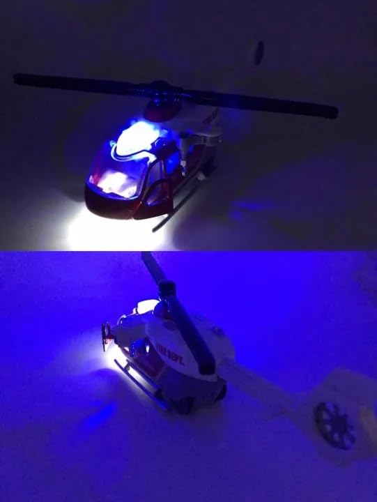 RESCUE HELICOPTER TOYS,BUMP AND GO ACTION,PULL BACK DIE CAST MODEL WITH LIGHTS & SOUNDS, AIRCRAFT VEHICLES GIFT FOR KIDS TODDLER BOYS-COLORS AS PER STOCK
