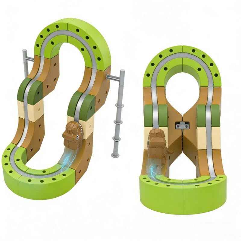 Magnetic Railcar Dinosaur Track Set for Kids 59 Pieces
