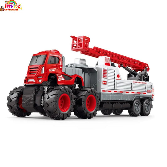 Diecast Metal And Plastic Fire Rescue Truck Toy Set