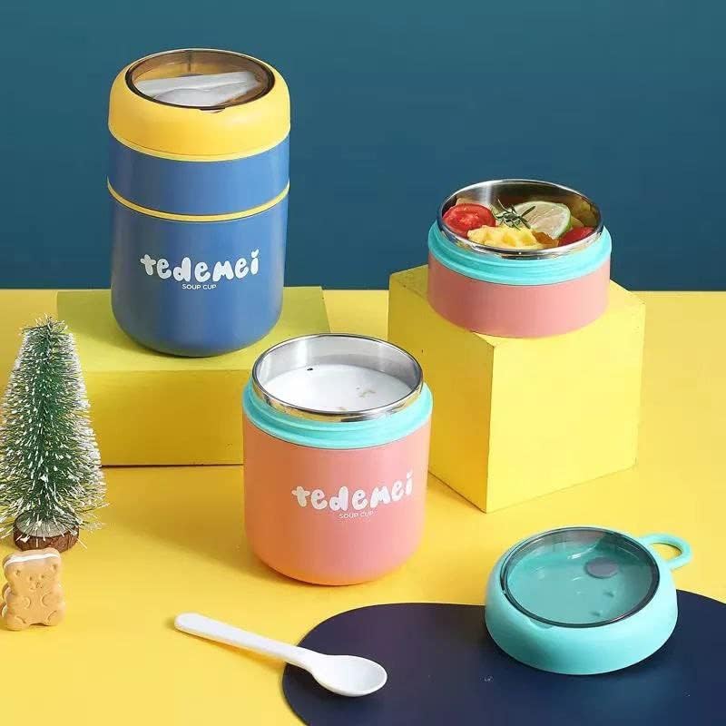 2 Container Portable Thermal Lunch Box with Stainless Steel