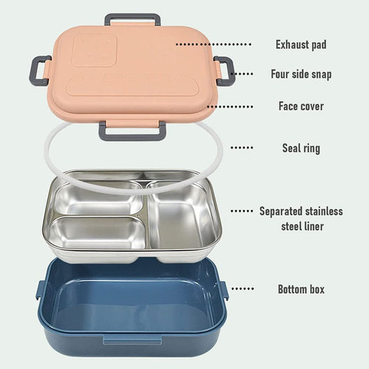3 Compartment Insulated Lunch Box Stainless Steel Tiffin Box