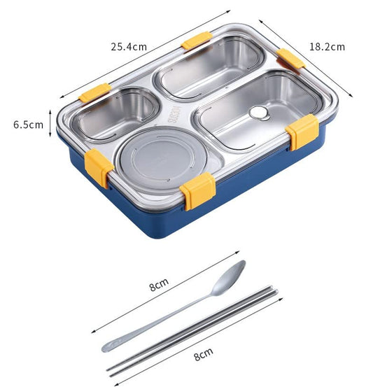 4 Compartment Lunch Box Stainless Steel Tiffin Box Microwave Safe