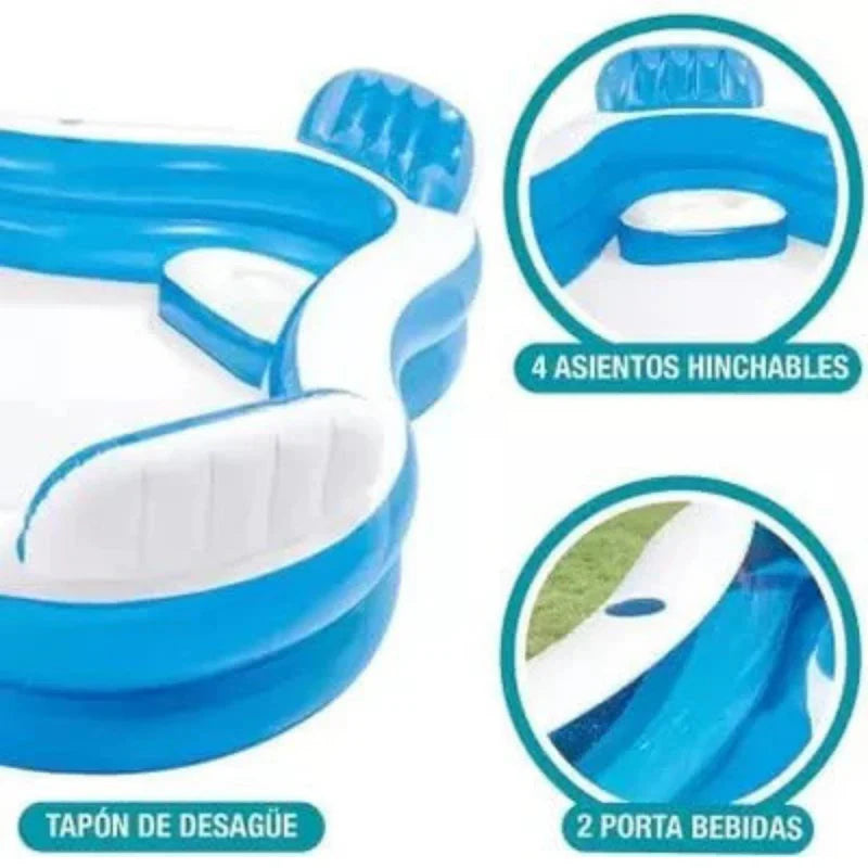 10 FT SITTING PORTABLE INFLATABLE & FOLDABLE SWIMMING POOL OUTDOOR & INDOOR WATER SWIMMING POOL FOR KIDS & ADULTS