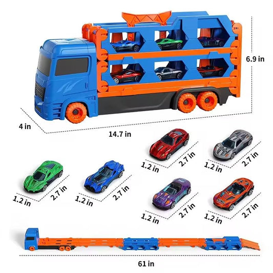 Transport Truck Pull Back Racing Car Carrier Toy Set