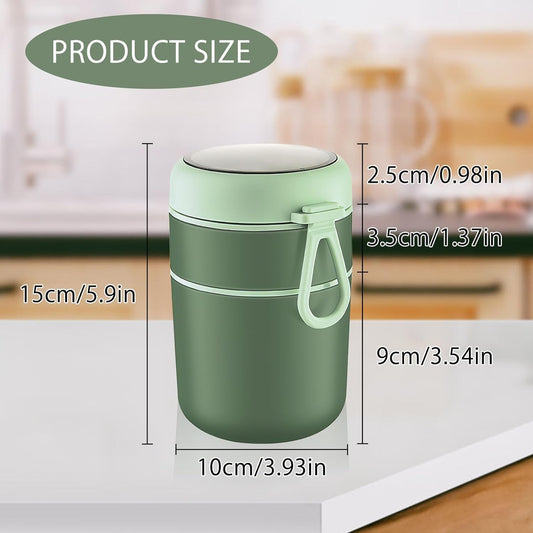 2 Container Portable Thermal Lunch Box with Stainless Steel