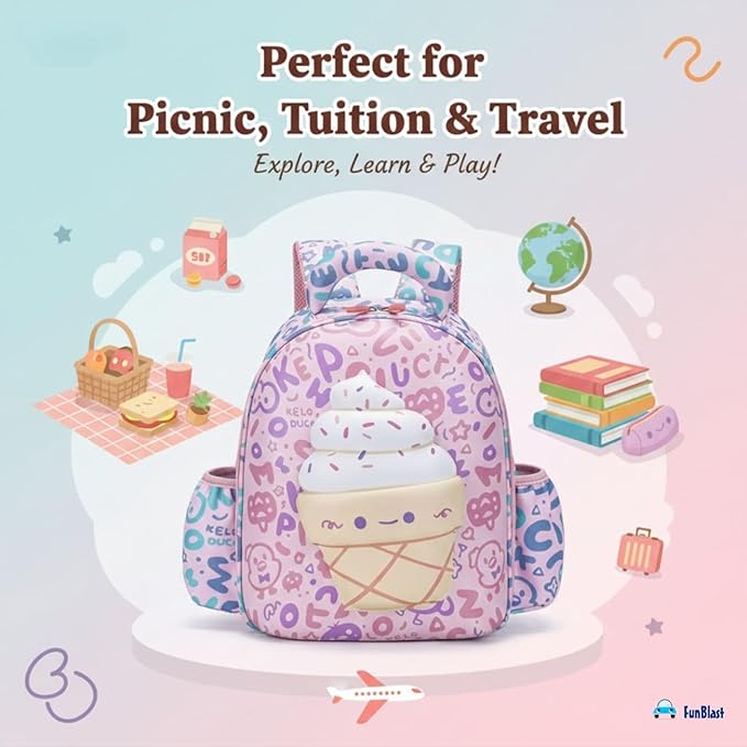 Ice Cream Cone Design Hard Shell Backpack for Kids