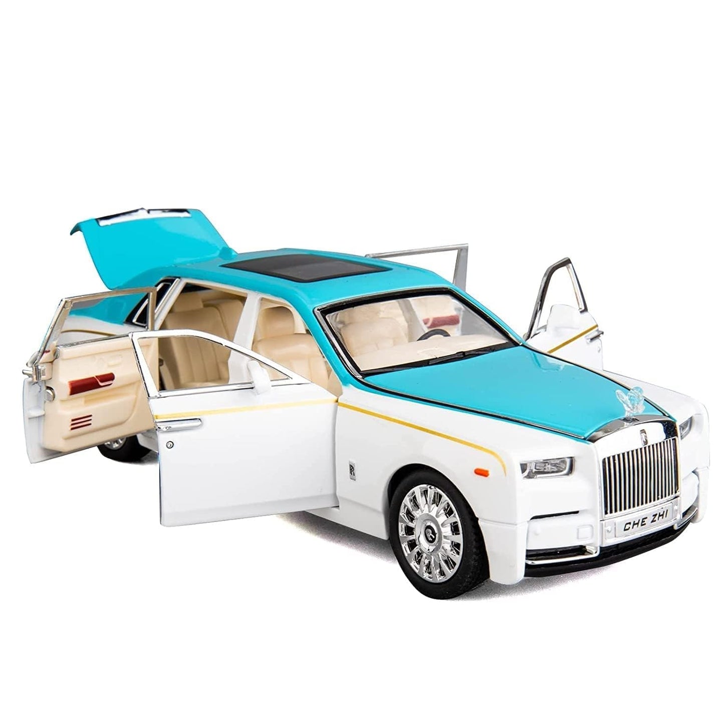 Rolls-royce Phantom Black-Silver Scale Model Diecast Metalcar - All Size