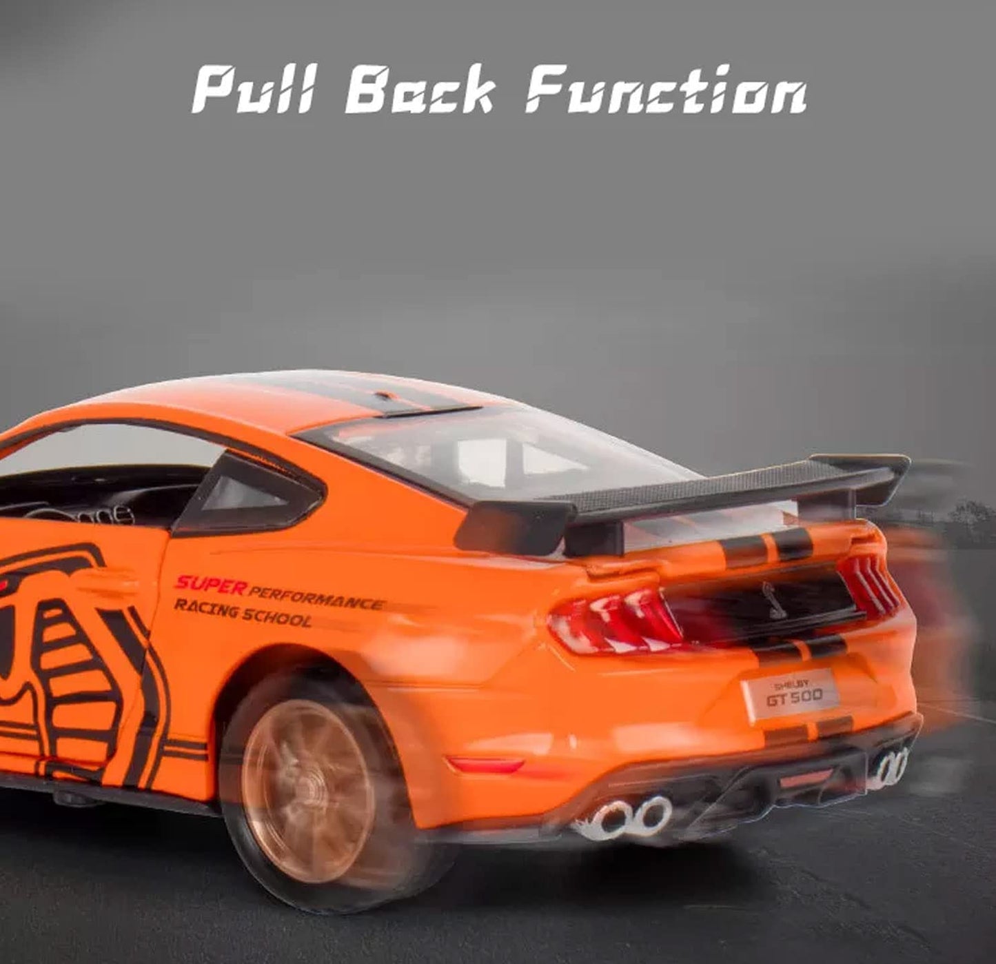 Mustang Gt500 Orange Scale Model Diecast Metalcar - All Size