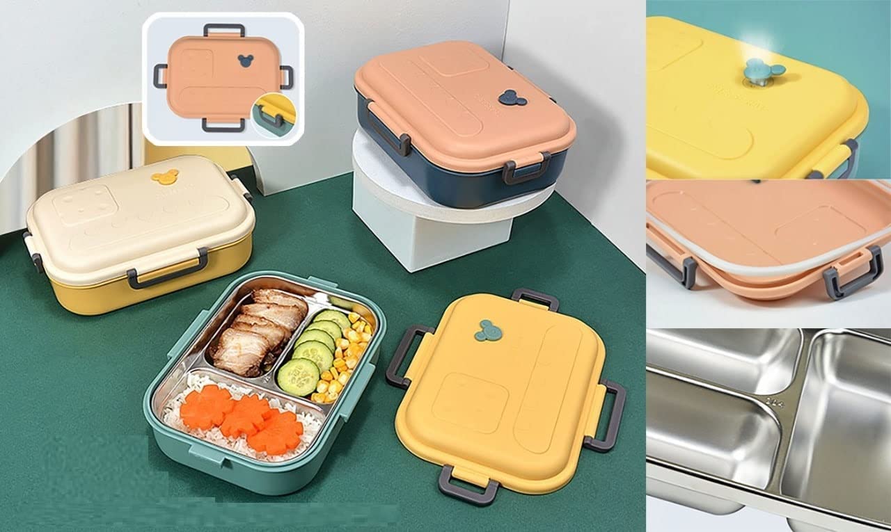 3 Compartment Insulated Lunch Box Stainless Steel Tiffin Box