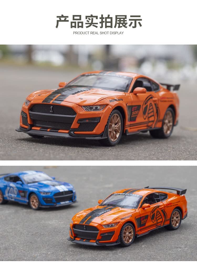 Mustang Gt500 Orange Scale Model Diecast Metalcar - All Size