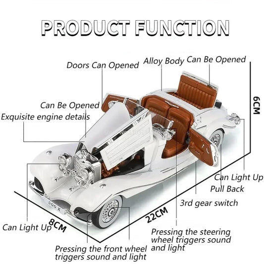 1936 Mercedes Benz 500K Vintage 1:24 Diecast Scale Model Car