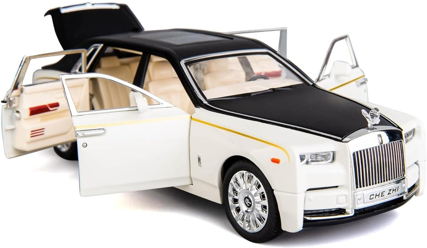 Rolls Royce Phantom White-Blue Scale Model Diecast Metalcar - All Size