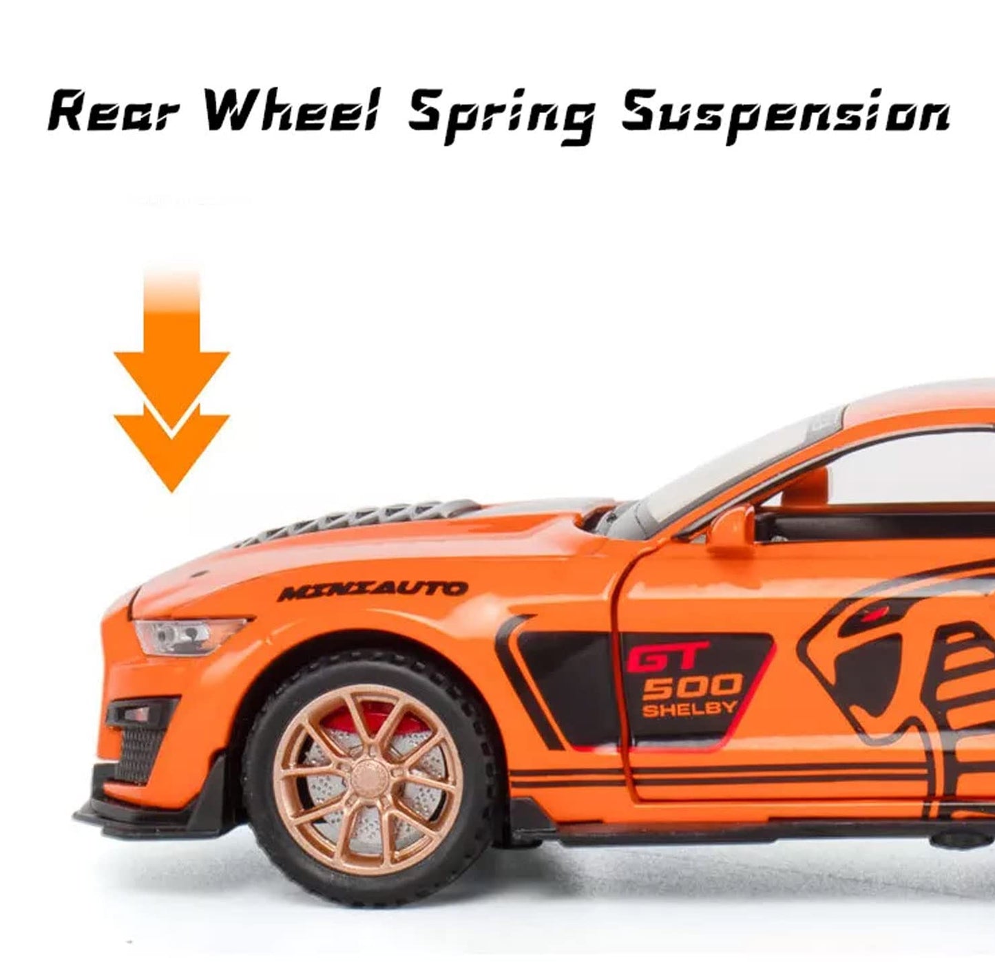 Mustang Gt500 Orange Scale Model Diecast Metalcar - All Size