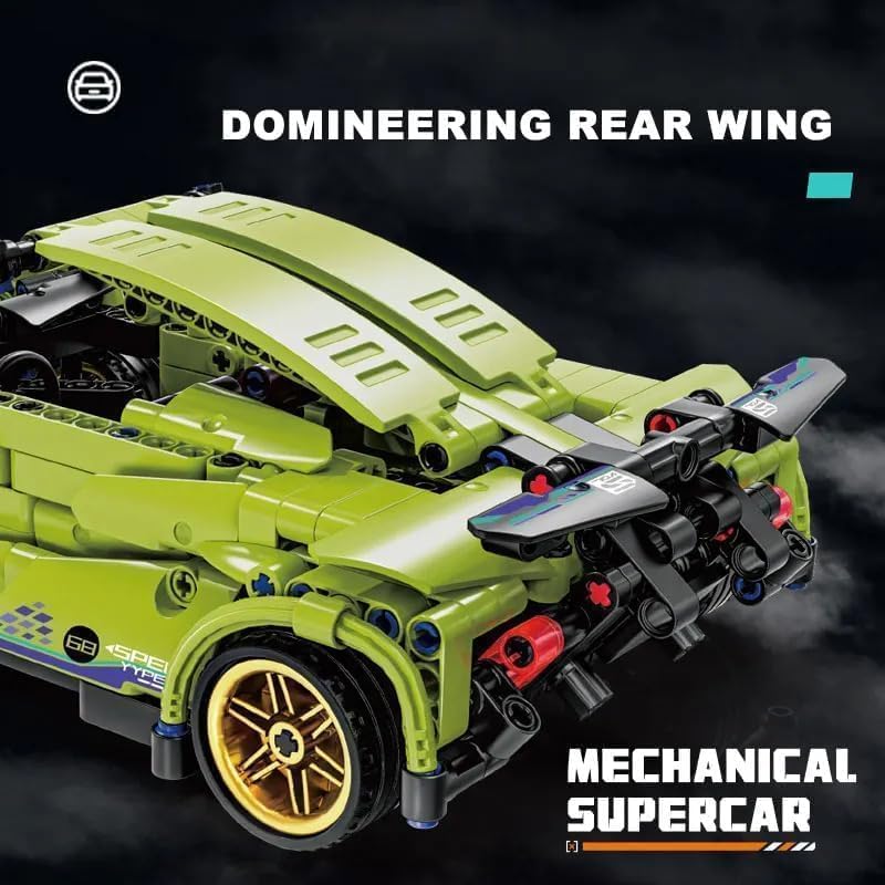 Green Lambo 1:18 Scale Racing Pull-Back Supercar Building Blocks Set