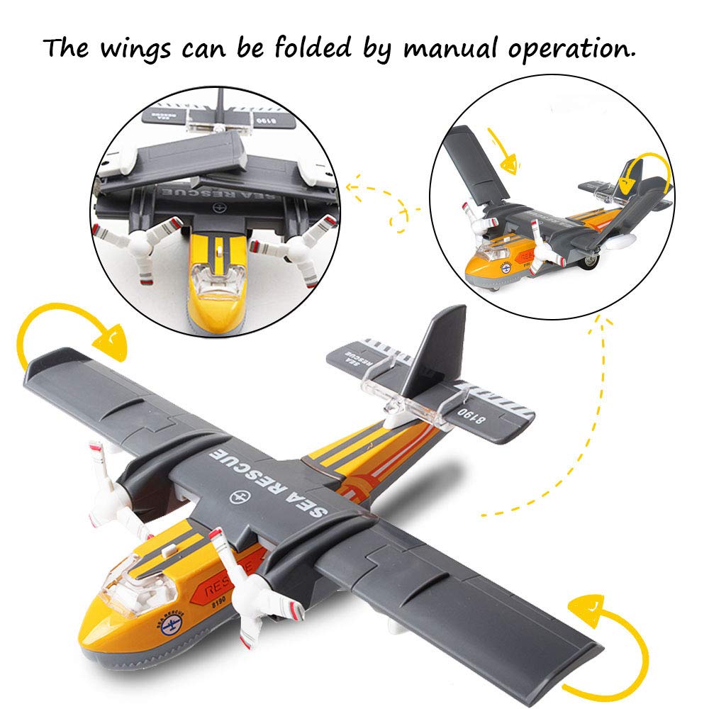 AIRCRAFT TOY DIECAST METAL ALLOY MODEL AIR PLANE MILITARY AIR FORCE SEAPLANE PULLBACK TOYS WITH LIGHTS AND SOUNDS FIGHTER JET FOR KIDS BOY GIRLS CHILDREN