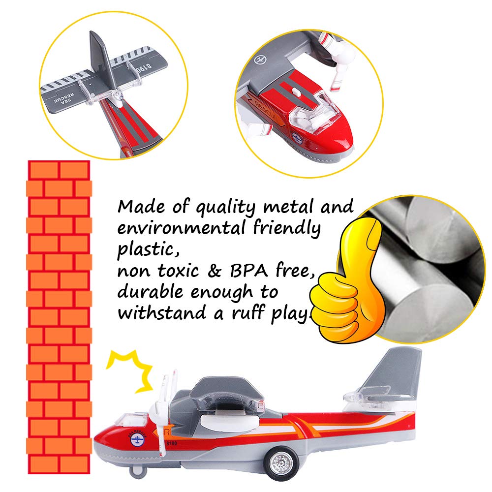 AIRCRAFT TOY DIECAST METAL ALLOY MODEL AIR PLANE MILITARY AIR FORCE SEAPLANE PULLBACK TOYS WITH LIGHTS AND SOUNDS FIGHTER JET FOR KIDS BOY GIRLS CHILDREN