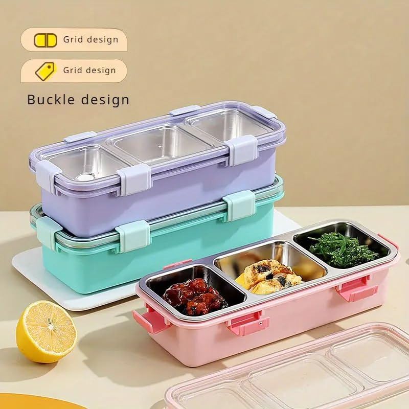 Steel Snack & Meal Box With 3 Compartments