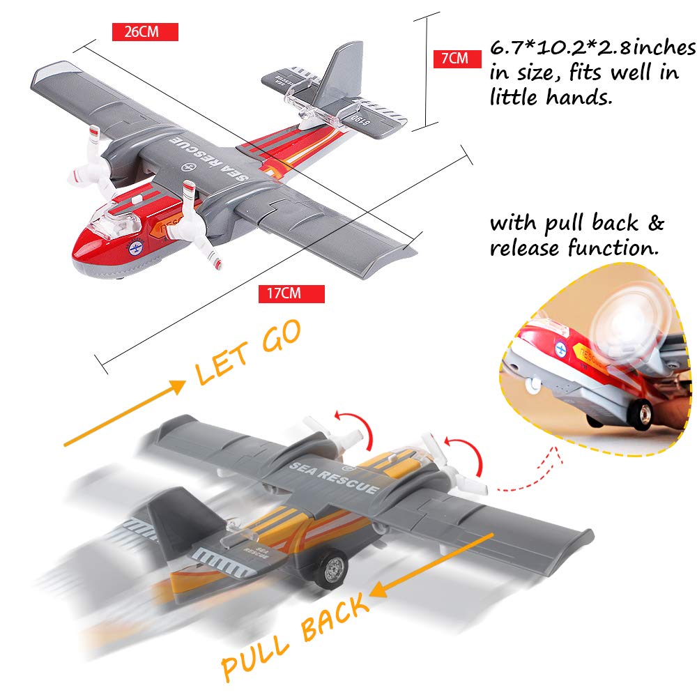 AIRCRAFT TOY DIECAST METAL ALLOY MODEL AIR PLANE MILITARY AIR FORCE SEAPLANE PULLBACK TOYS WITH LIGHTS AND SOUNDS FIGHTER JET FOR KIDS BOY GIRLS CHILDREN
