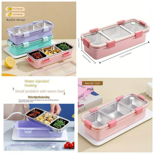 Steel Snack & Meal Box With 3 Compartments