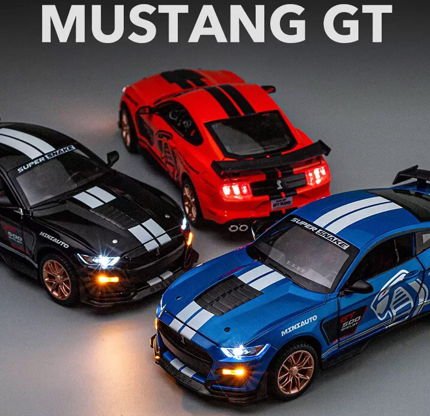 Mustang Gt500 Orange Scale Model Diecast Metalcar - All Size