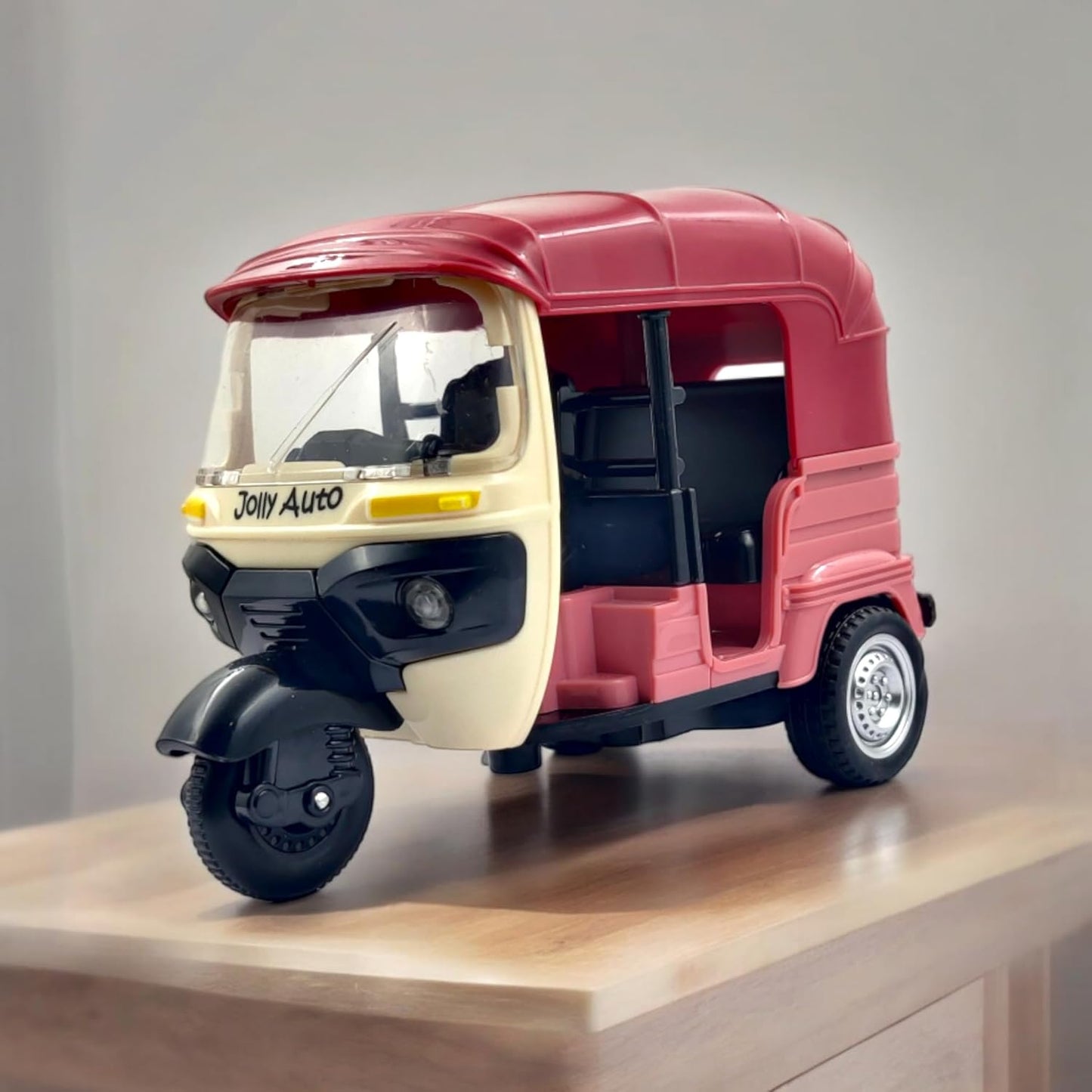 AUTO RICKSHAW TOY, WITH PULL BACK ACTION CITY TRAFFIC VEHICLES PUBLIC TRANSPORT TOY WITH LIGHT AND SOUND FOR AGED 3 4 5 6 BOYS AND GIRLS, KIDS PARTY FAVOURS GIFTS