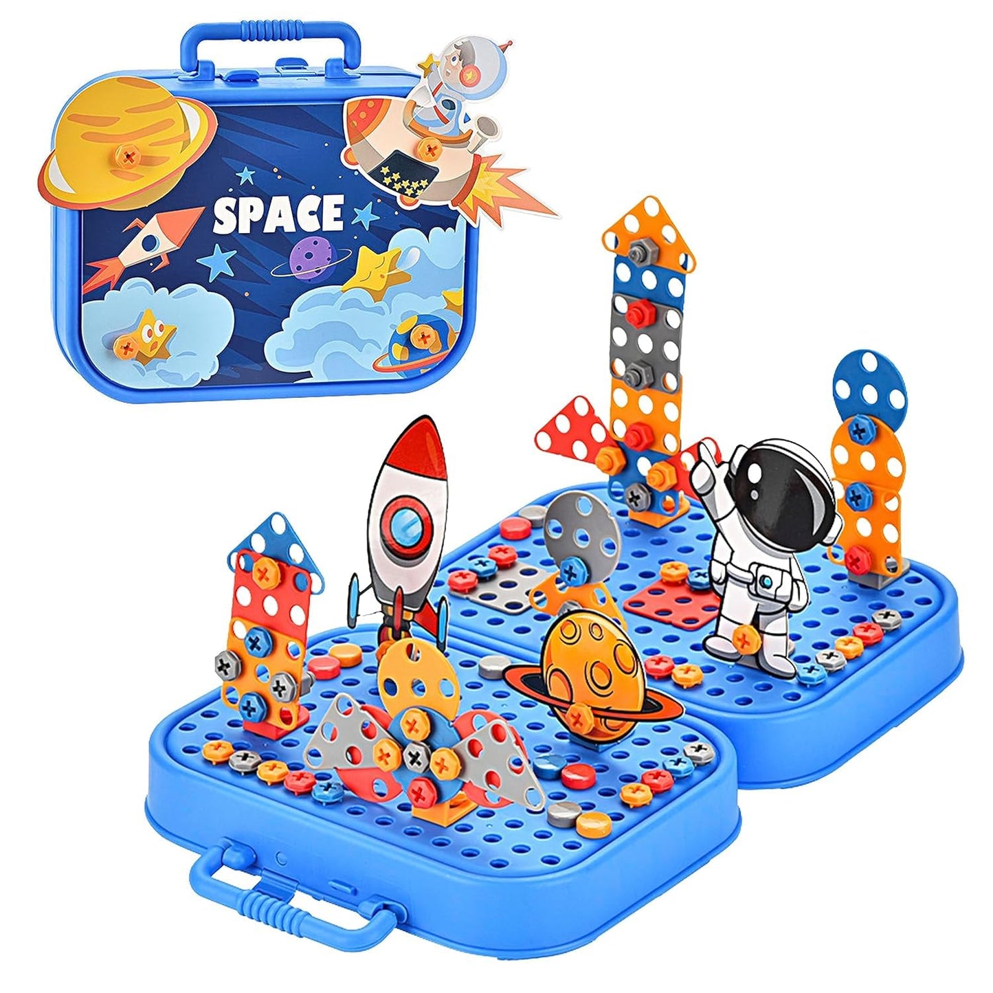 Creative Screw Puzzle Space Suitcase Toy Set