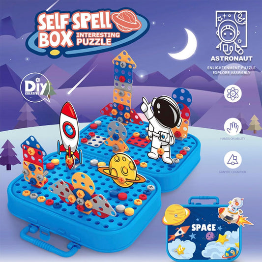 Creative Screw Puzzle Space Suitcase Toy Set