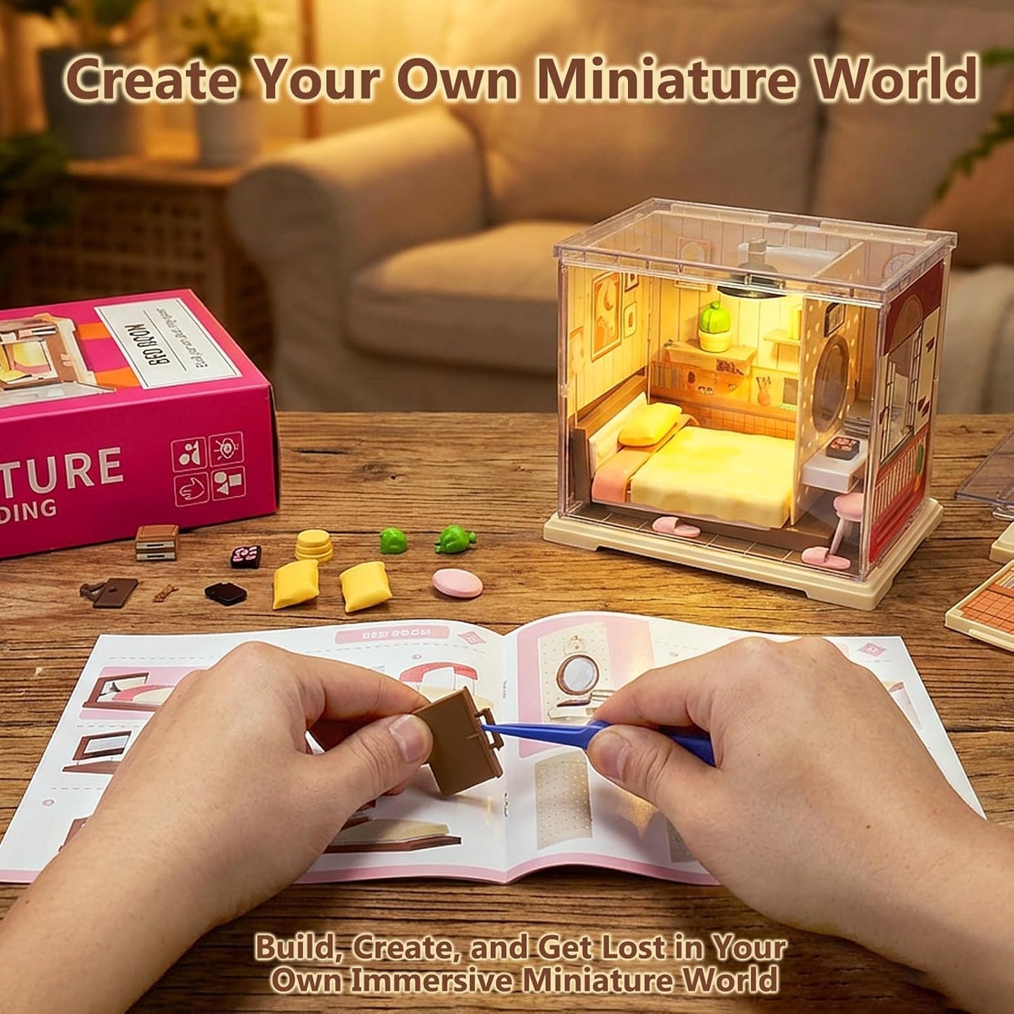 DIY Miniature Bedroom Model Kit
