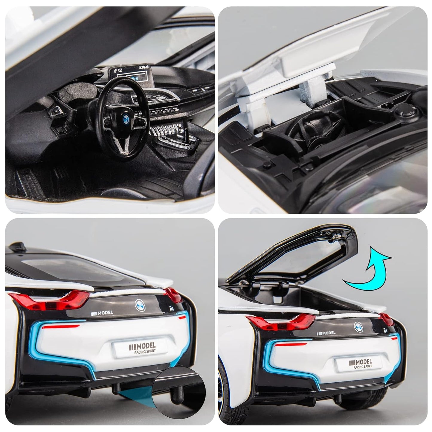 Compatible For Bmw I8 Scale Model Diecast Metalcar - All Size