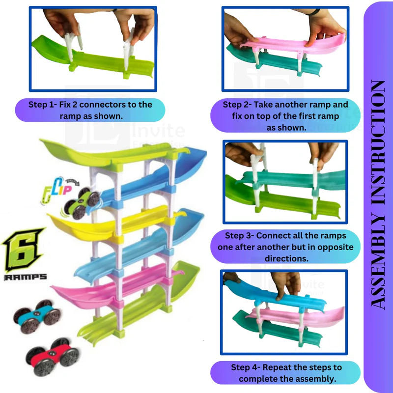 RACER RAMP RACING TOY WITH 4 CARS, 6 RAMPS AND RACER TRACK FOR 1, 2, 3 TODDLERS, AND ABOVE AGE BOYS & GIRLS â EDUCATIONAL AND RELAXING TOYS VEHICLE FOR KIDS TOYSăISI APPROVEDă