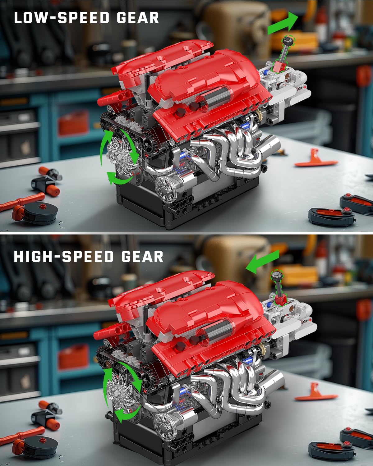 Mould King 10226 V12 Supercar Engine with Transmission Building Set | 863 Pcs