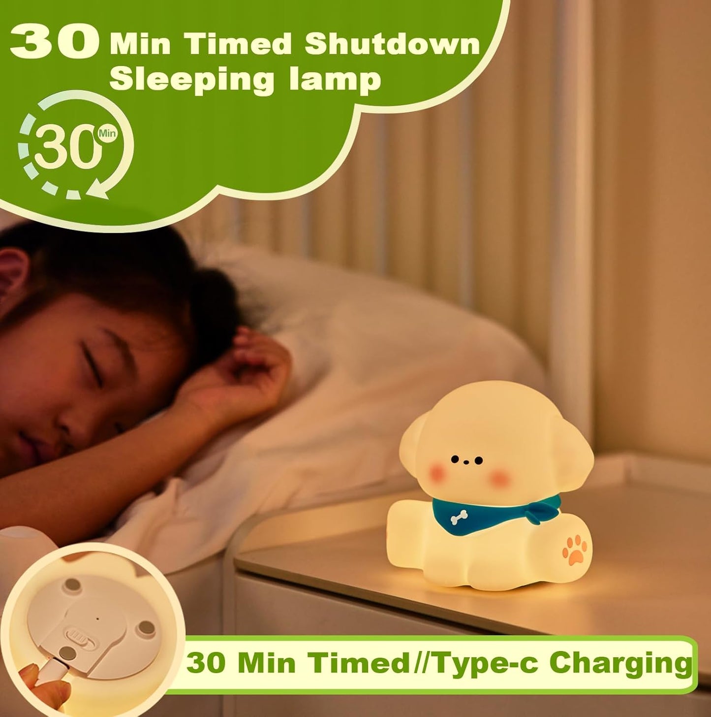 Puppy Night Light for Kids Lamp