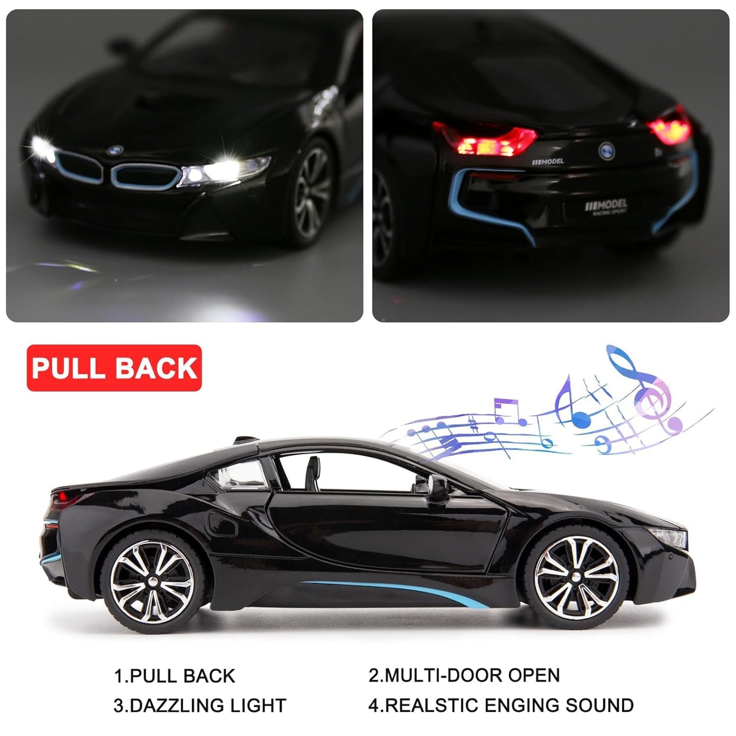 Compatible For Bmw I8 Scale Model Diecast Metalcar - All Size