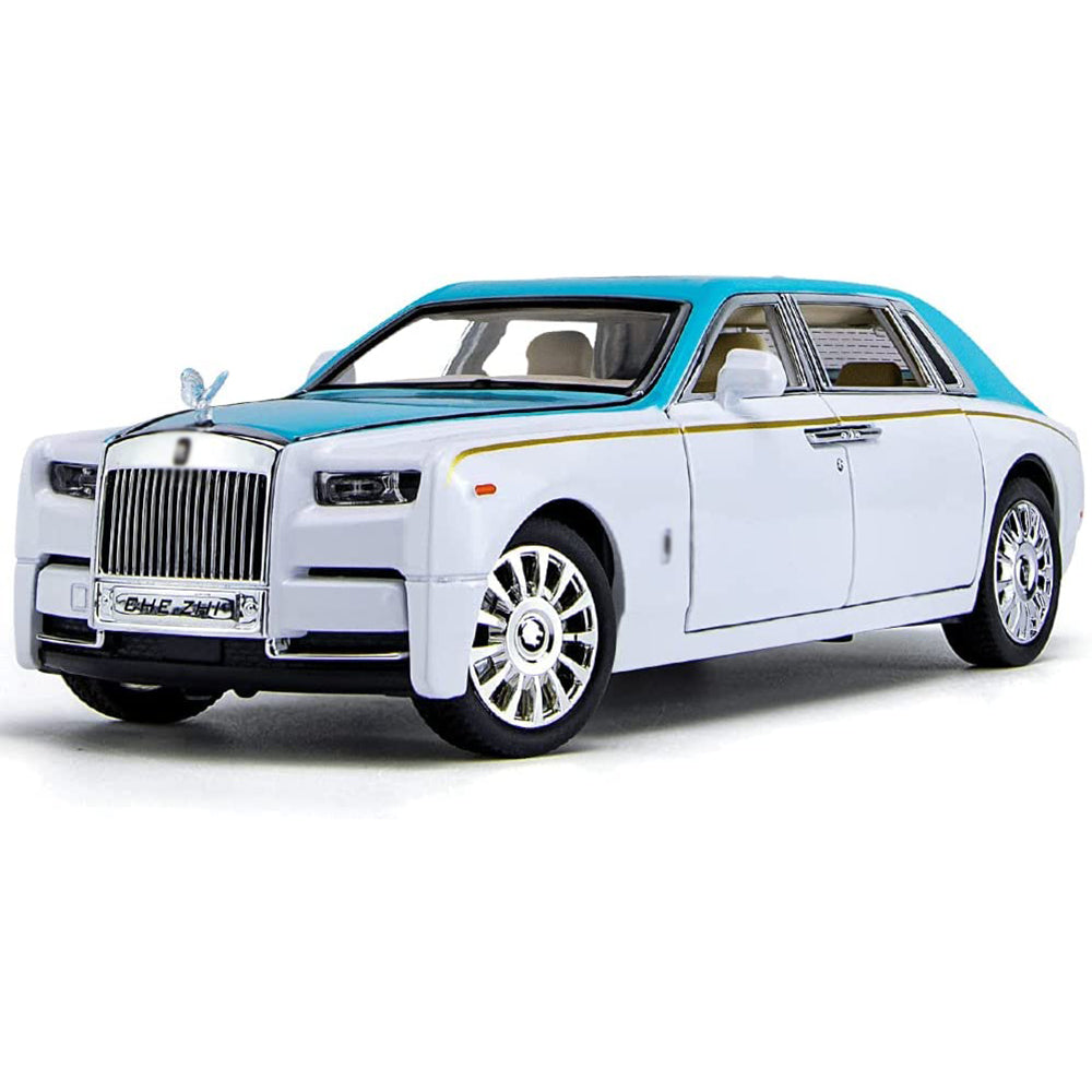 Rolls Royce Phantom White-Blue Scale Model Diecast Metalcar - All Size