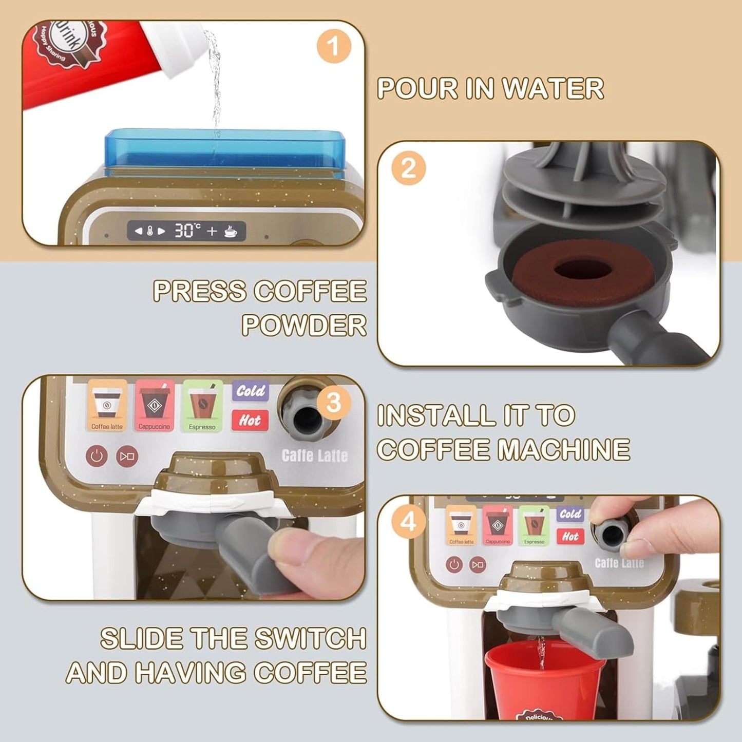 Pizza & Coffee Shop Playset with Cash Register