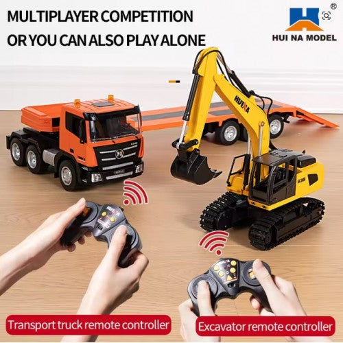 Huina 1319 RC Tractor Truck with Excavator & Trailer 1:18