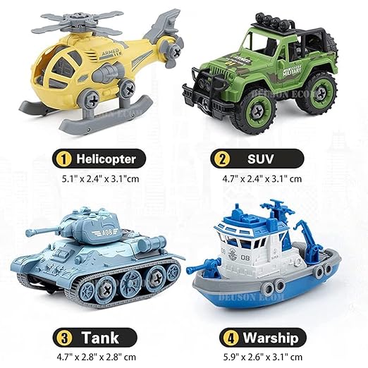 ABS Plastic DIY Military Vehicle Toy Set with Disassembly Tool Vehicles