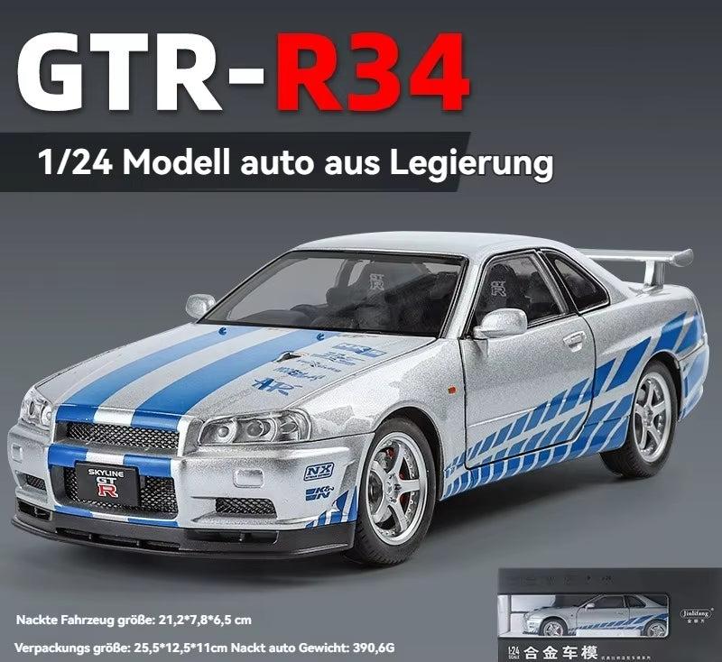 Nissan Skyline Gtr 34 Scale Model Diecast Metalcar - All Size