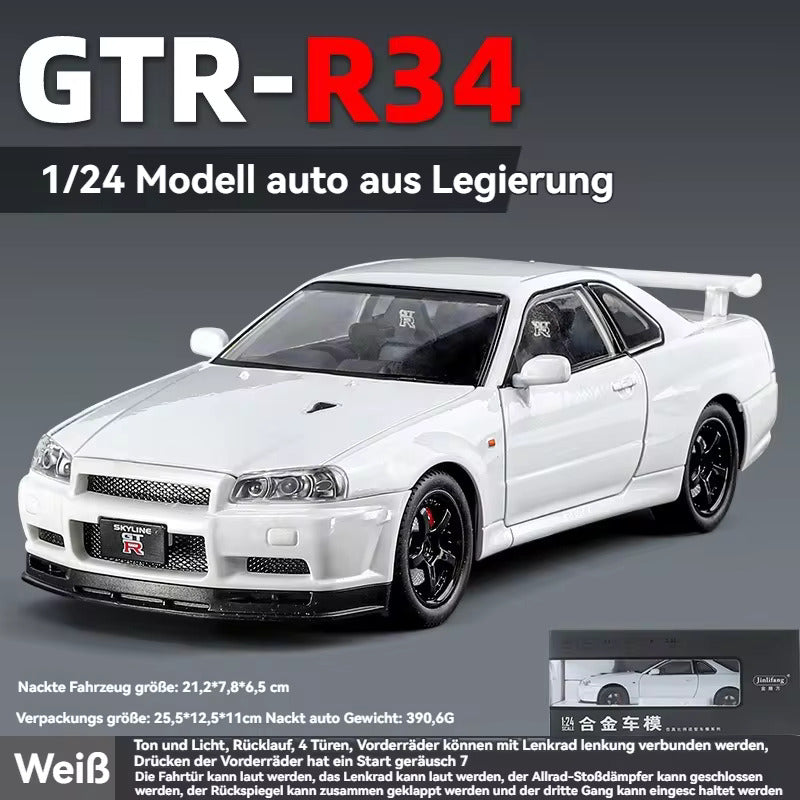 Nissan Skyline Gtr 34 Scale Model Diecast Metalcar - All Size