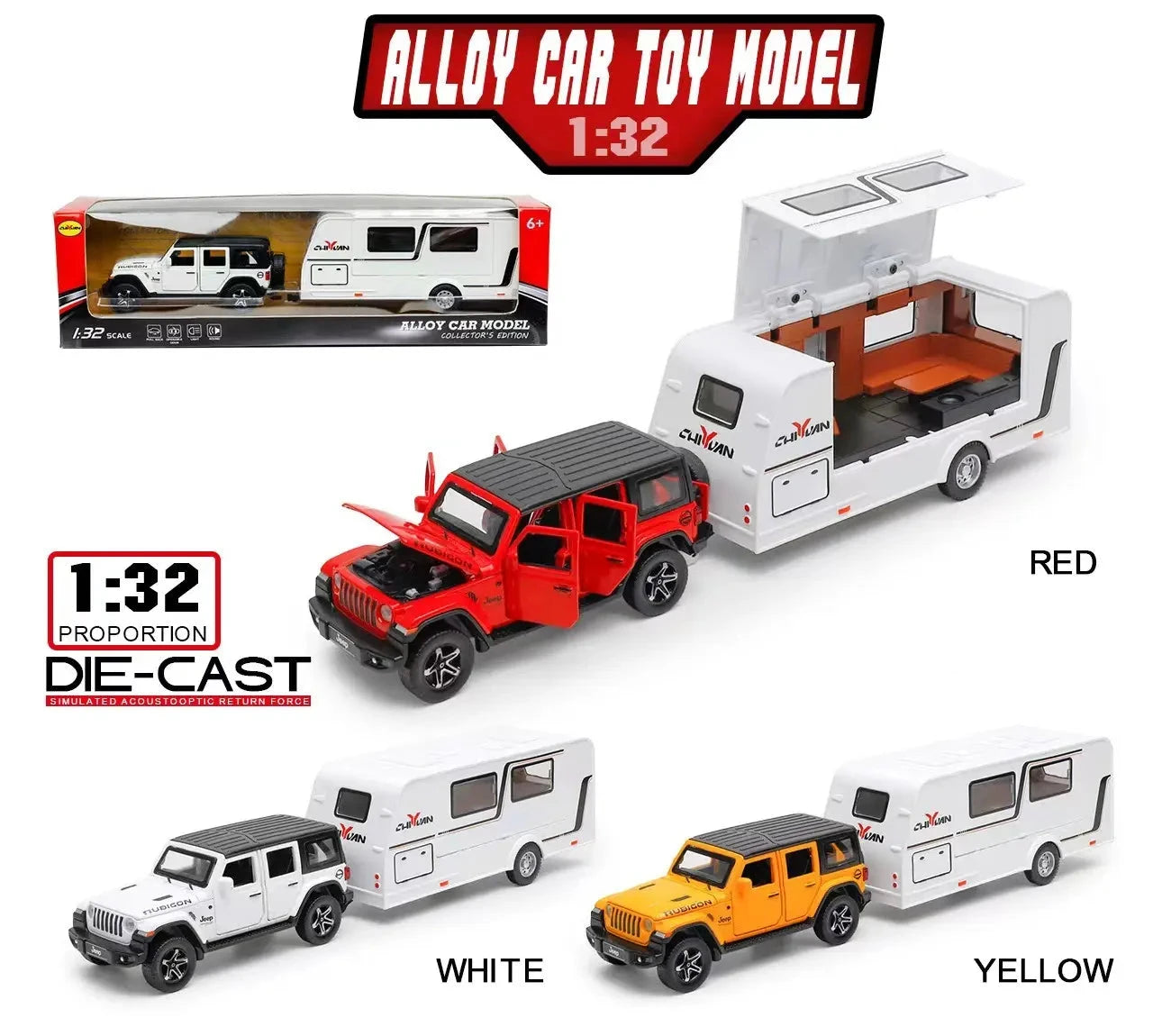 Wrangler Jeep Trailer Scale Model Diecast Metalcar - All Size